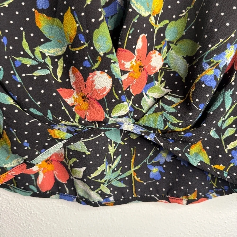 Cha Cha Vente Polka Dot & Floral Relaxed Top. Sz PS.